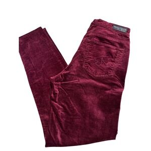 AG Adriano Goldschmied Stevie Ankle Velvet Jeans Burgundy 27R